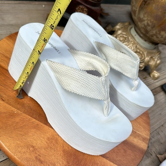 Jeffrey Campbell Wavin Platform Thong Foam White Platform Sandal Size 10 - Picture 14 of 14